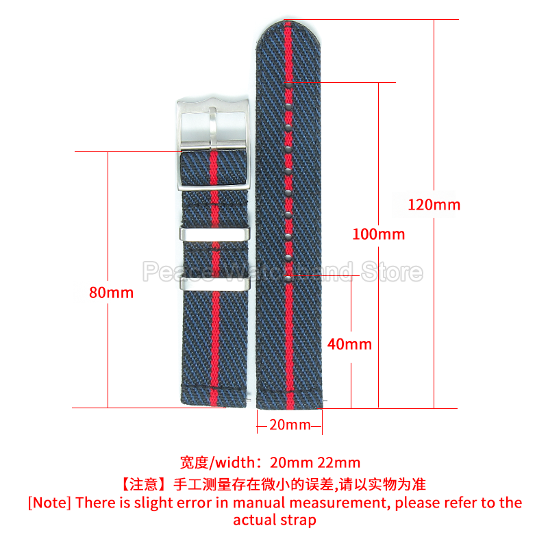 20 22mm Khaki Blue Red Nylon B - Nylon Nato Strap ulasan dan harga