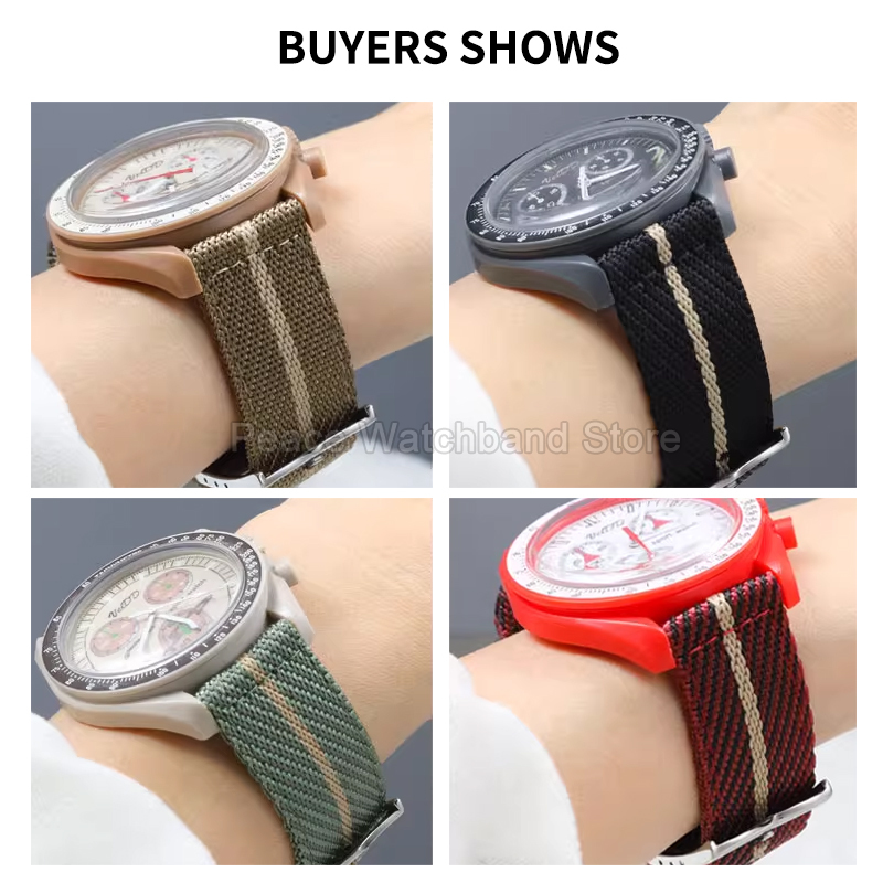 20 22mm Khaki Blue Red Nylon B - Nylon Nato Strap ulasan dan harga