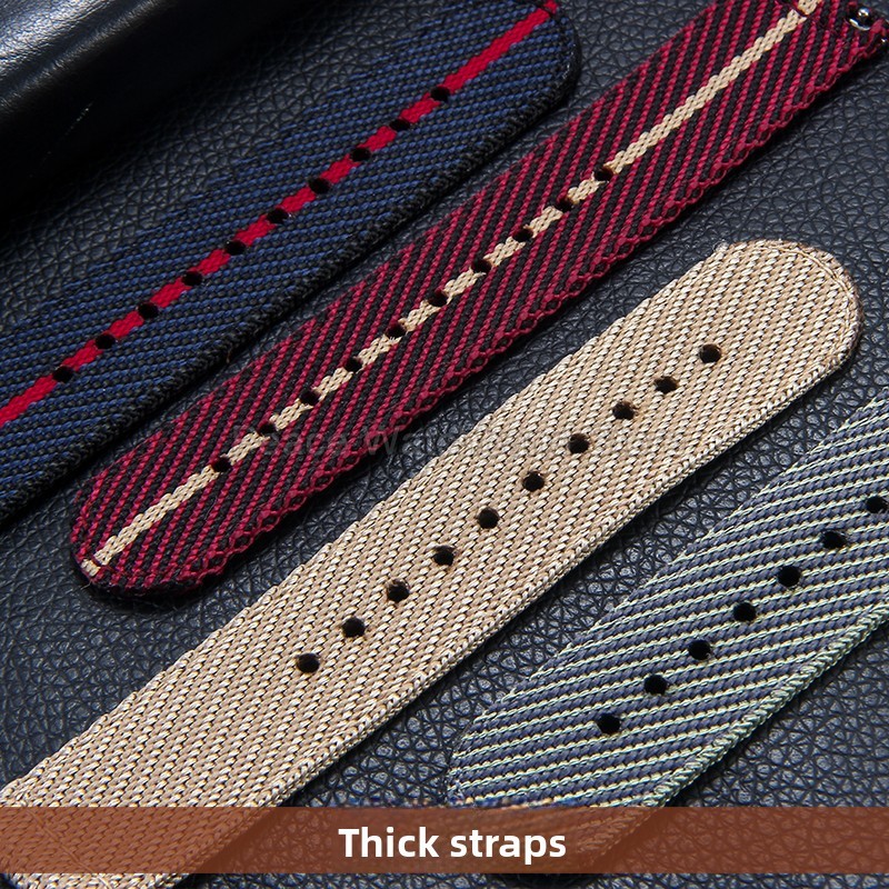 20 22mm Khaki Blue Red Nylon B - Nylon Nato Strap ulasan dan harga